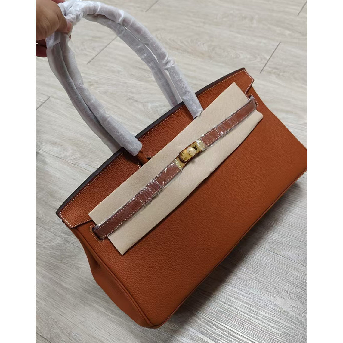 Top Grain Leather Top Handle Bag with Long Shoulder Strap - 40cm detail image 13