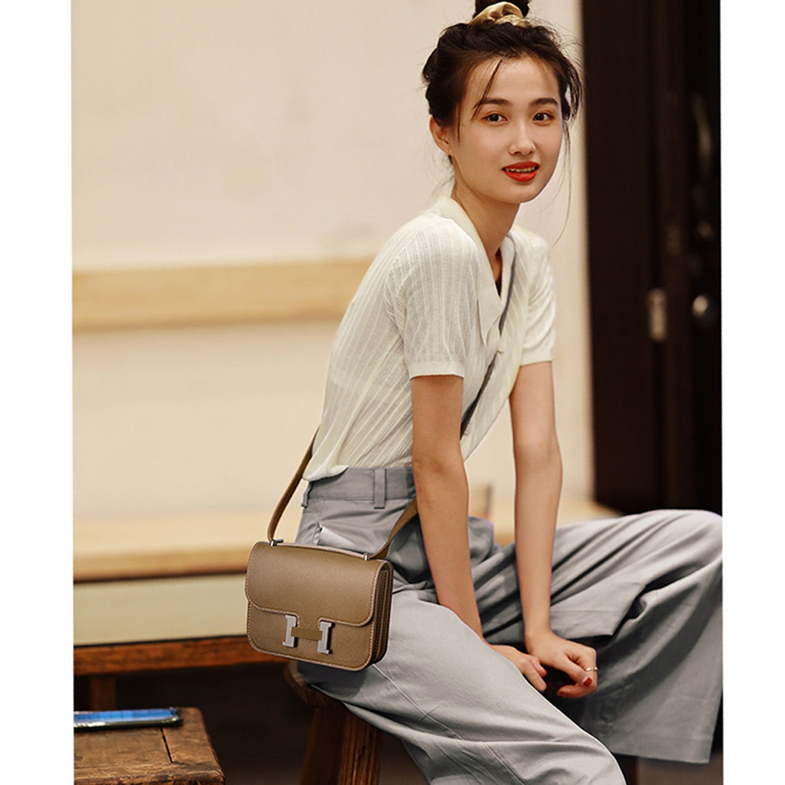 Leather Square Tofu Crossbody Bag DIY Kit – Tan or Black detail image 5