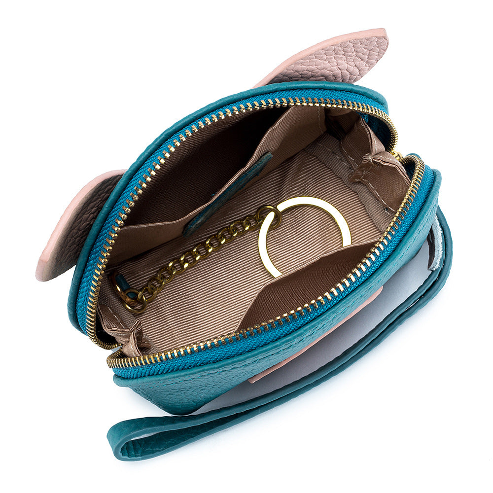 Pig-Shaped Top Grain Leather Coin Purse and Lipstick Case detail image 3
