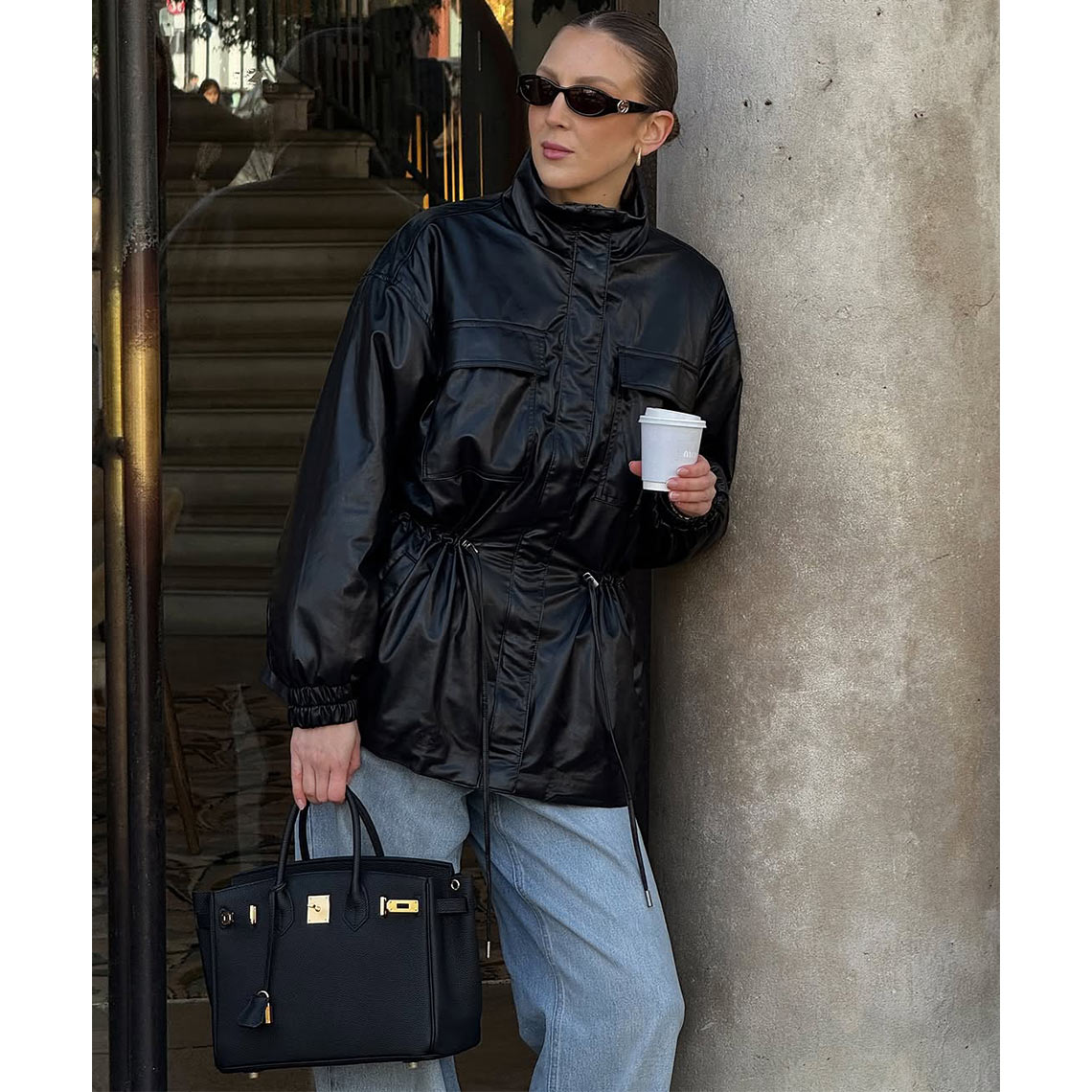 Top Grain Leather X-Large 40 cm Top Handle Bag detail image 1