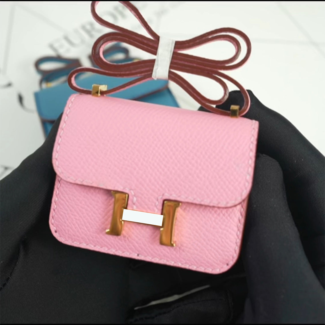 Full Grain Leather Mini Tofu Bag Charm DIY Kit with Pre-Cut Panels detail image 6