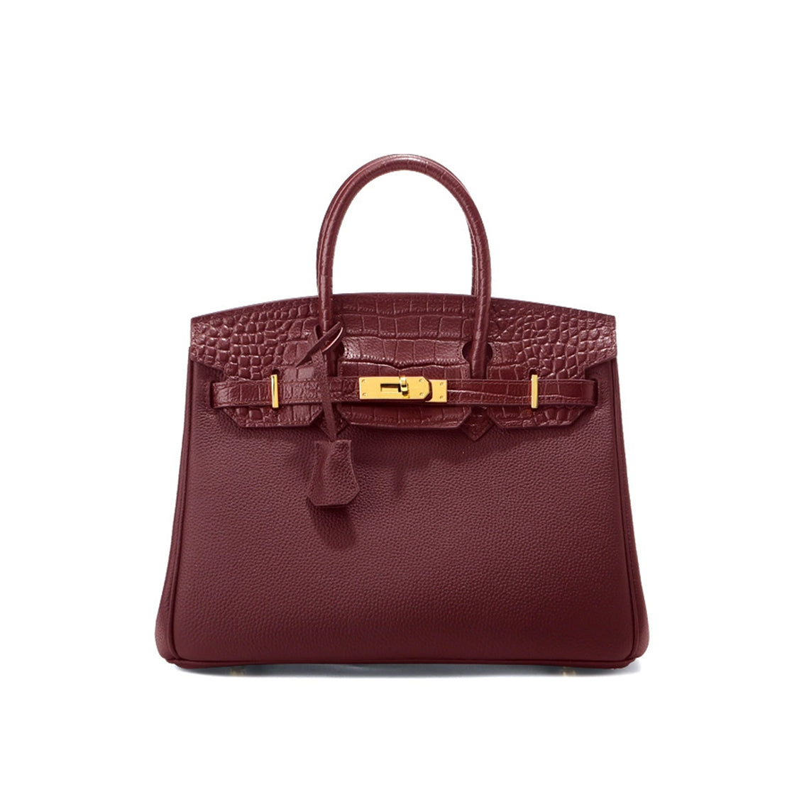 Croc Embossed Top Grain Leather Handbag with Gold-Tone Twist Lock product image 1