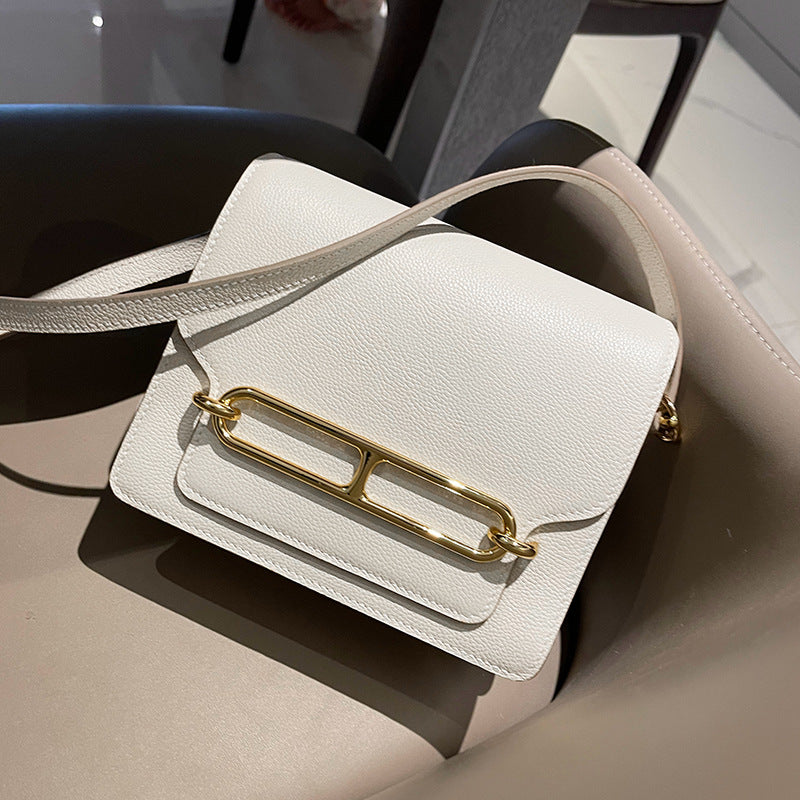 Pig Nose Bag Genuine Leather Small Satchel Bag Tofu Bag Golden Hardware detail image 5