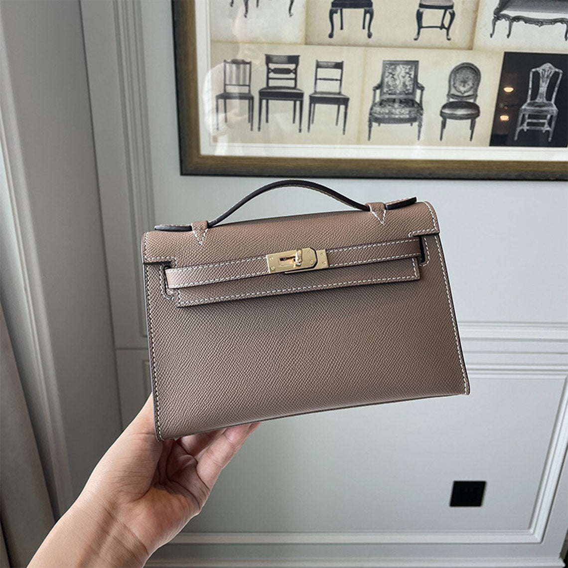 Small Leather Top Handle Bag with Adjustable Strap for Women detail image 2