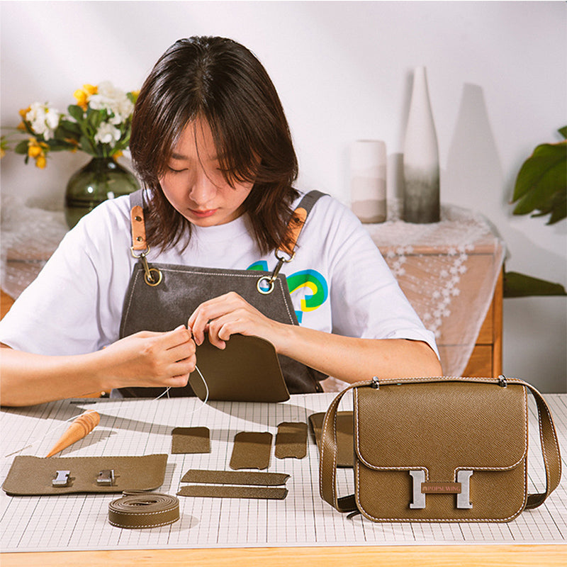 Leather Square Tofu Crossbody Bag DIY Kit – Tan or Black detail image 2