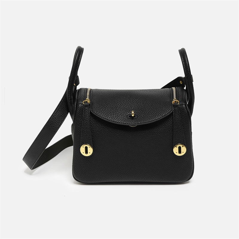 PU Leather Shoulder Bag with Golden Hardware – Three Sizes, Five Colors detail image 8
