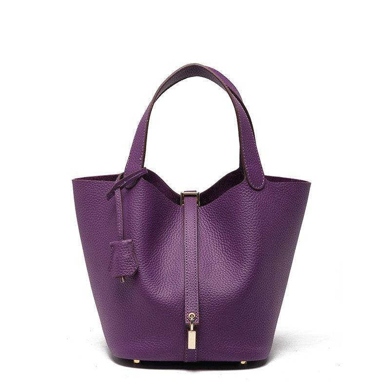 Top Grain Leather Lock Tote Bag - Multiple Colors and Sizes detail image 15
