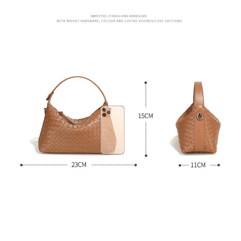 Woven Leather Pillow Bag for Women – Shoulder and Crossbody Handbag detail image 6