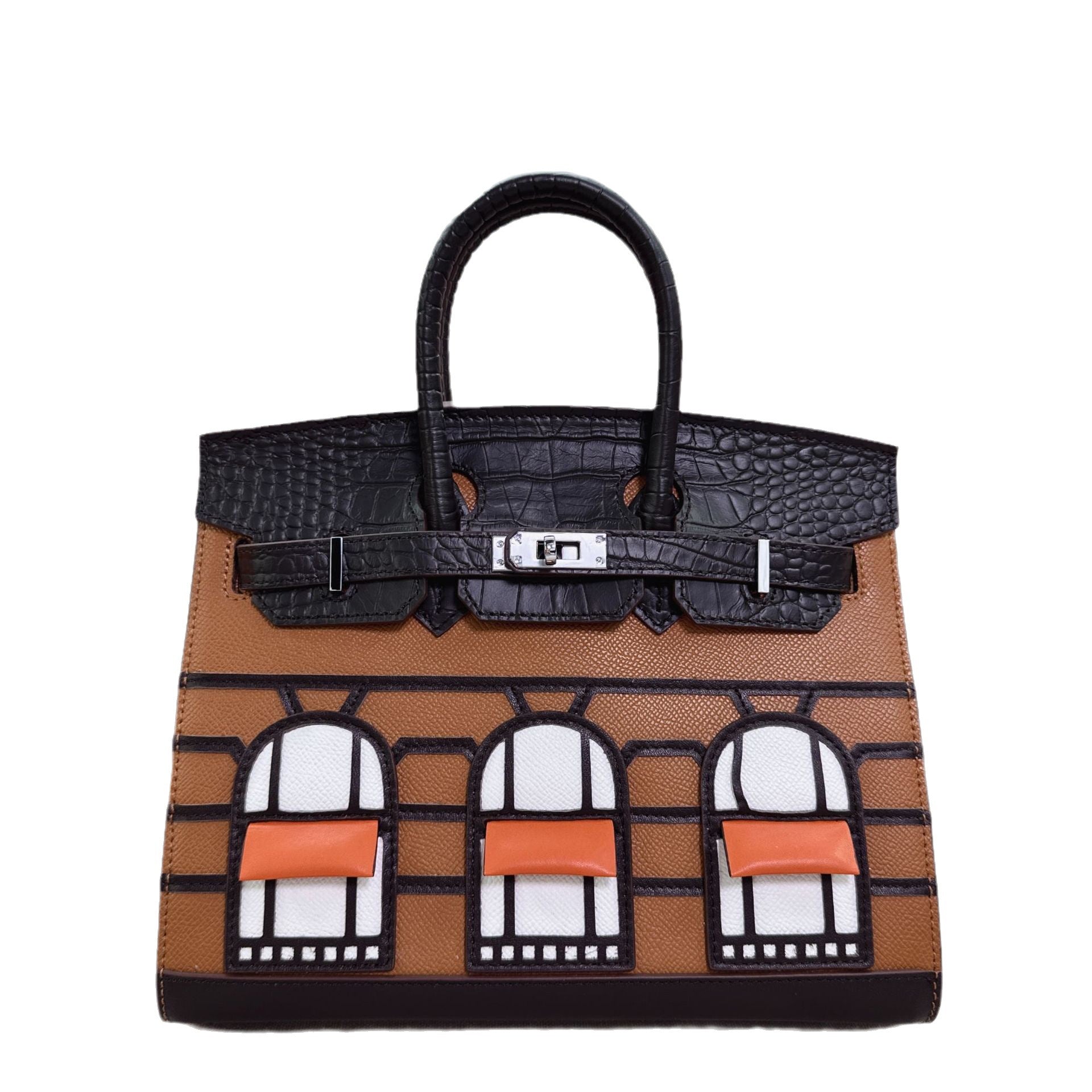 House-Shaped Top Handle Bag in Pebbled Grain Leather – Three Sizes detail image 15
