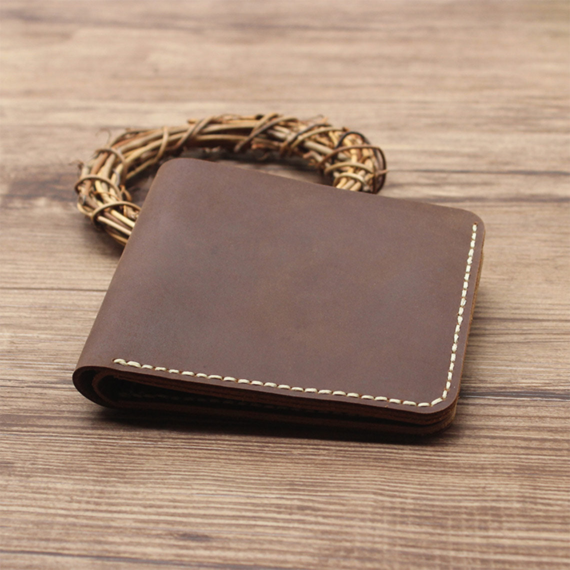 Crazy Horse Leather Vintage Slim Wallet DIY Kit – Heritage Brown, Green, Black product image 1