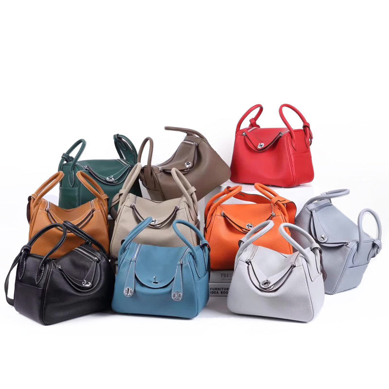 Pebbled Grain Leather Shoulder Bag with Silver Hardware – Medium and Large Sizes product image 1