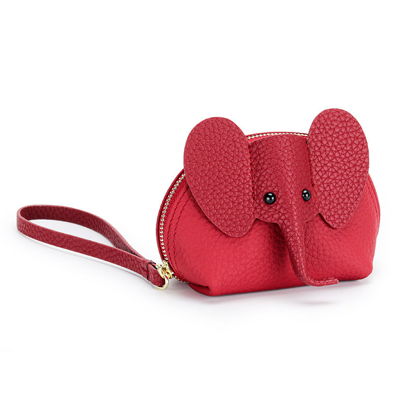 Cartoon Elephant Change Purse Top Grain Leather Card Holder detail image 10