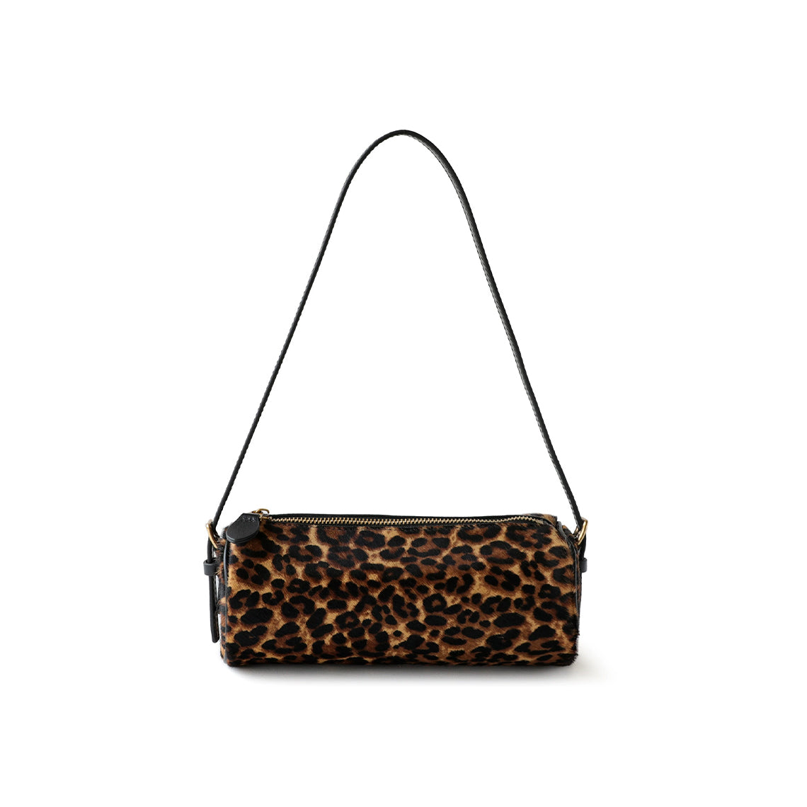 Cylinder Leather Bag with Horse Fur Trim – Cow or Leopard Pattern detail image 12