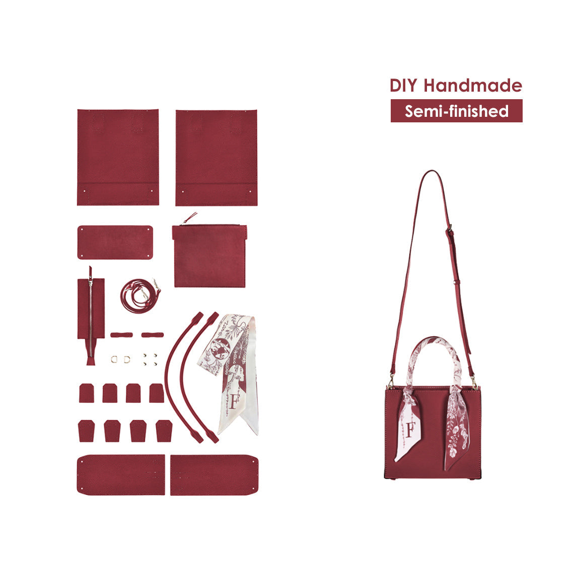 Mini Tote Leather DIY Kit – Hand-Sewn Top Grain Leather Bag detail image 13