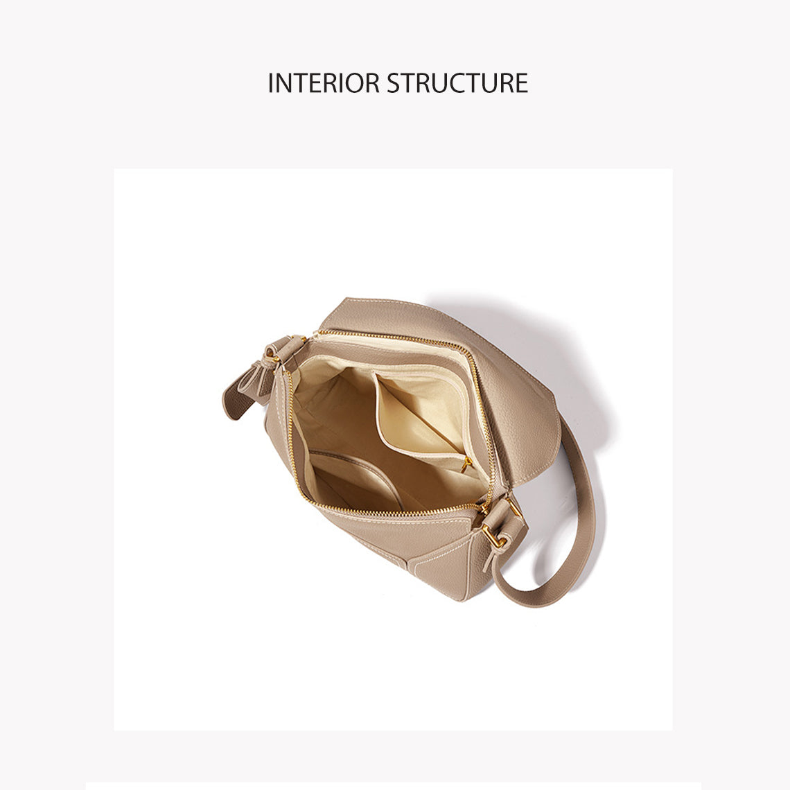 Top Grain Leather Geometric Panel Bag with Detachable Straps detail image 6