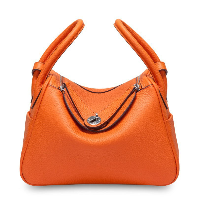 Pebbled Grain Leather Shoulder Bag with Silver Hardware – Medium and Large Sizes detail image 8