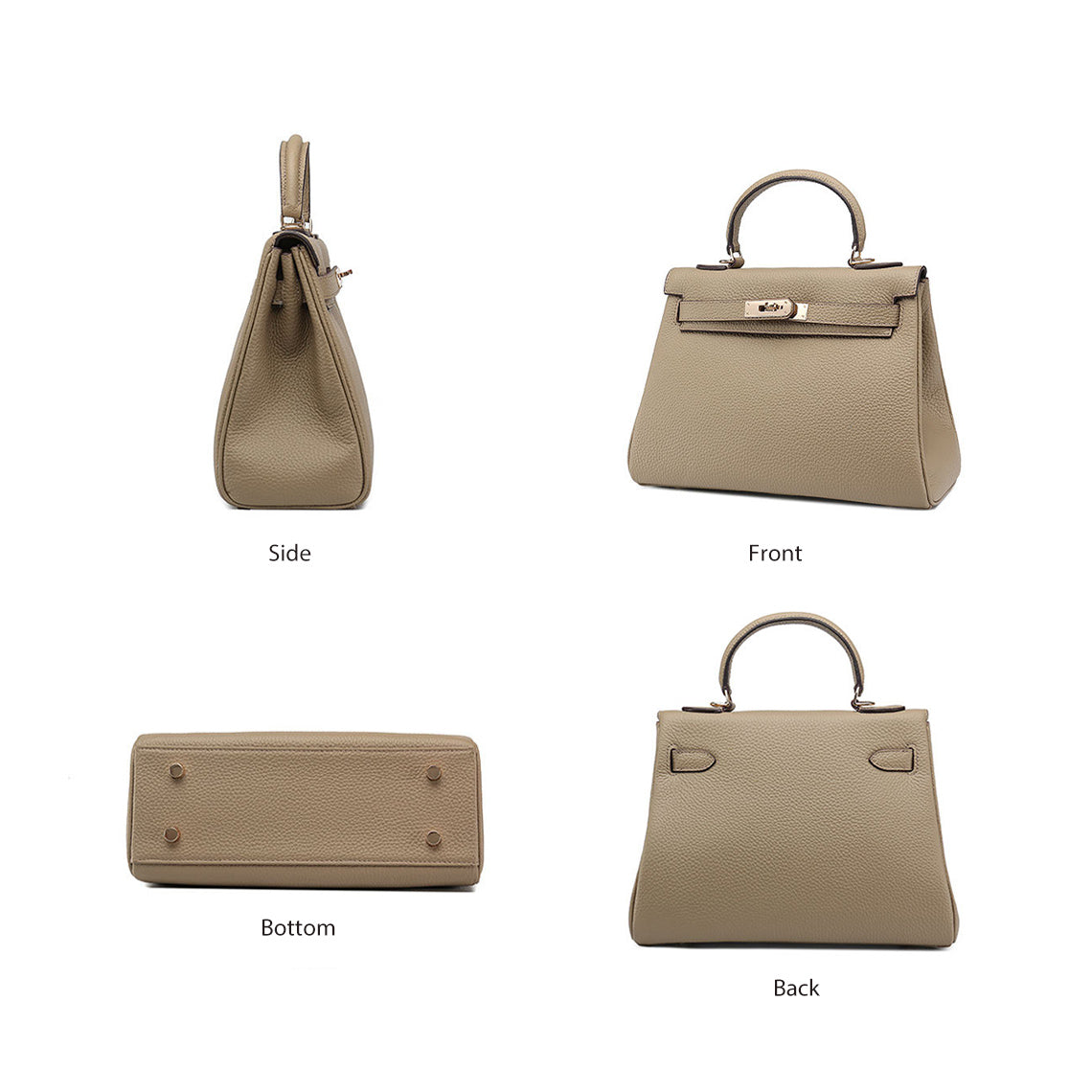 Top Grain Leather Top Handle Bag with Shoulder Strap – Small, Medium, Large detail image 11