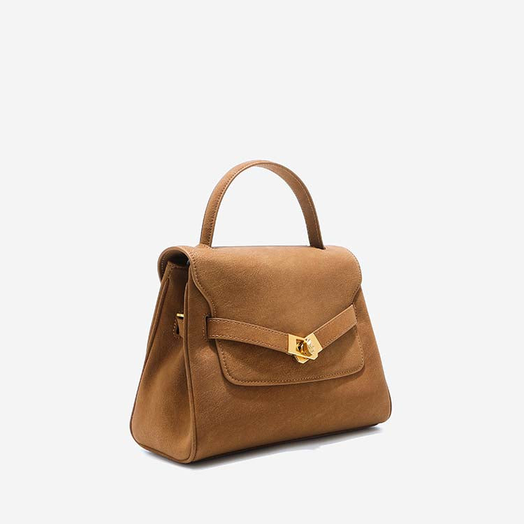 Classic Medium Leather Satchel with Top Handle and Crossbody Strap detail image 10