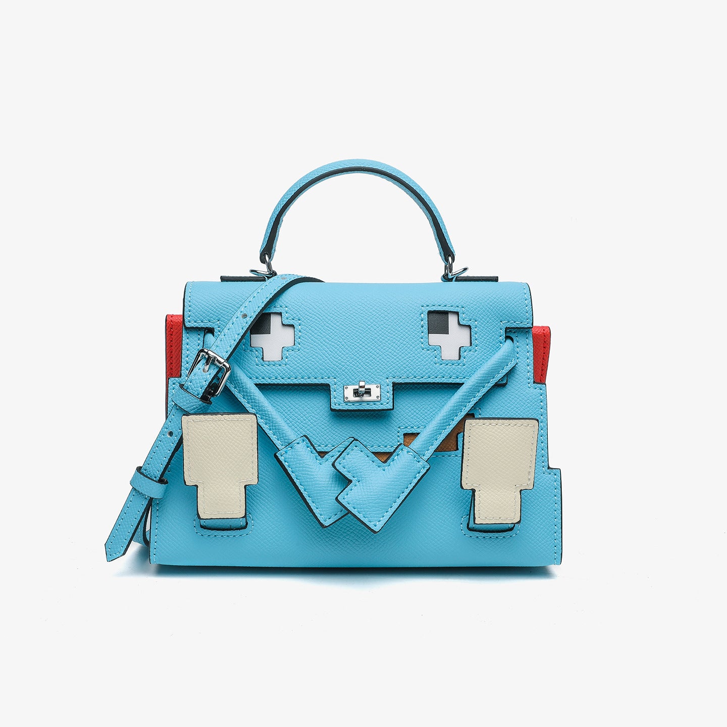 Picto Doll Bag Charm in Fine Embossed Grain Leather detail image 14
