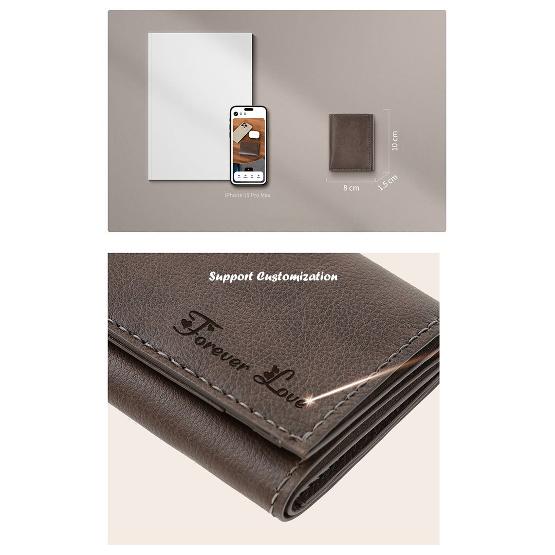 Top Grain Leather Trifold Wallet DIY Kit with Buckle - Hand Sewing Project detail image 6