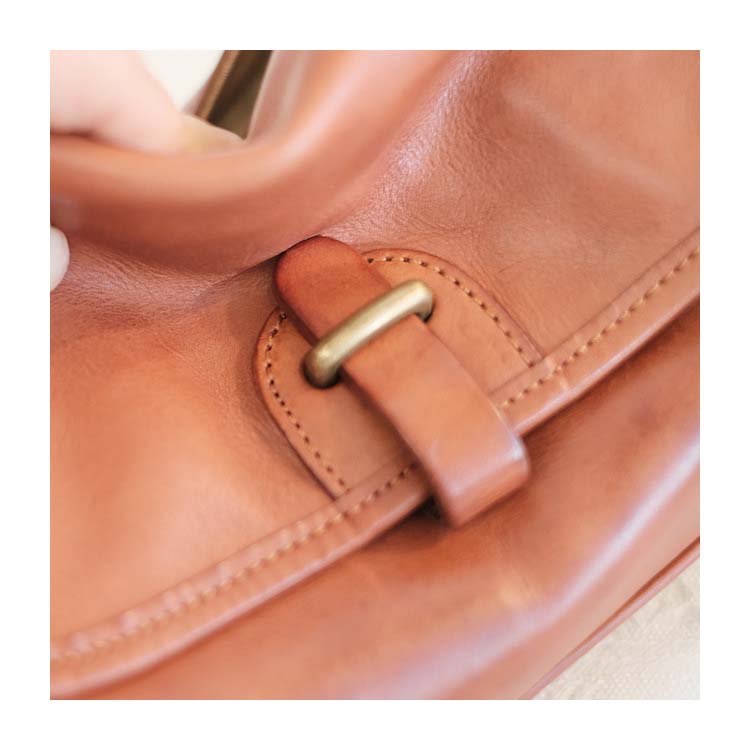 Small Square Leather Messenger Bag with Adjustable Strap – Black & Brown detail image 10
