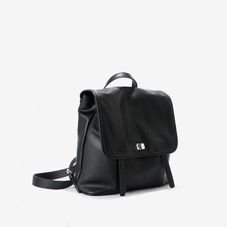 Minimalist Genuine Leather Backpack – Chic Laptop Commuter Bag in Brown and Black detail image 5