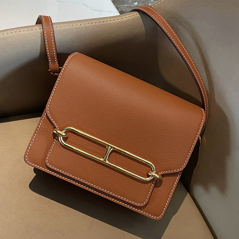 Pig Nose Bag Genuine Leather Small Satchel Bag Tofu Bag Golden Hardware detail image 1