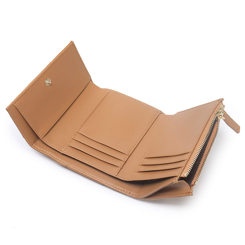 Woven Sheep Leather Trifold Wallet Short Card Holder detail image 4