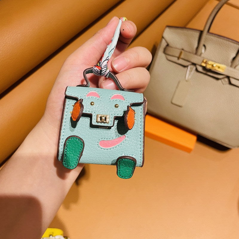 Mini Doll Bag Charm Keychain with Earphone Case - PU Leather, 14 Colors detail image 17