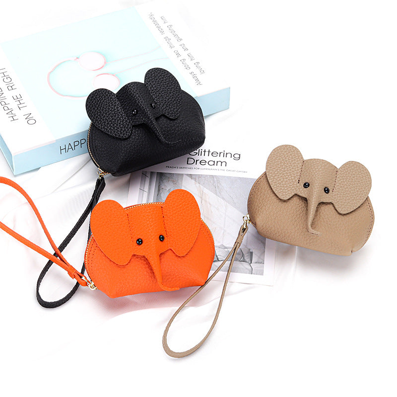 Cartoon Elephant Change Purse Top Grain Leather Card Holder product image 1