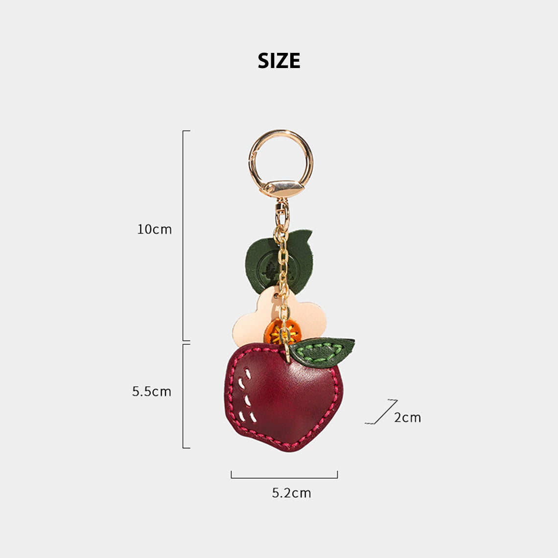 Vegetable Tanned Leather Keychain with Gold Hardware – Orange detail image 3