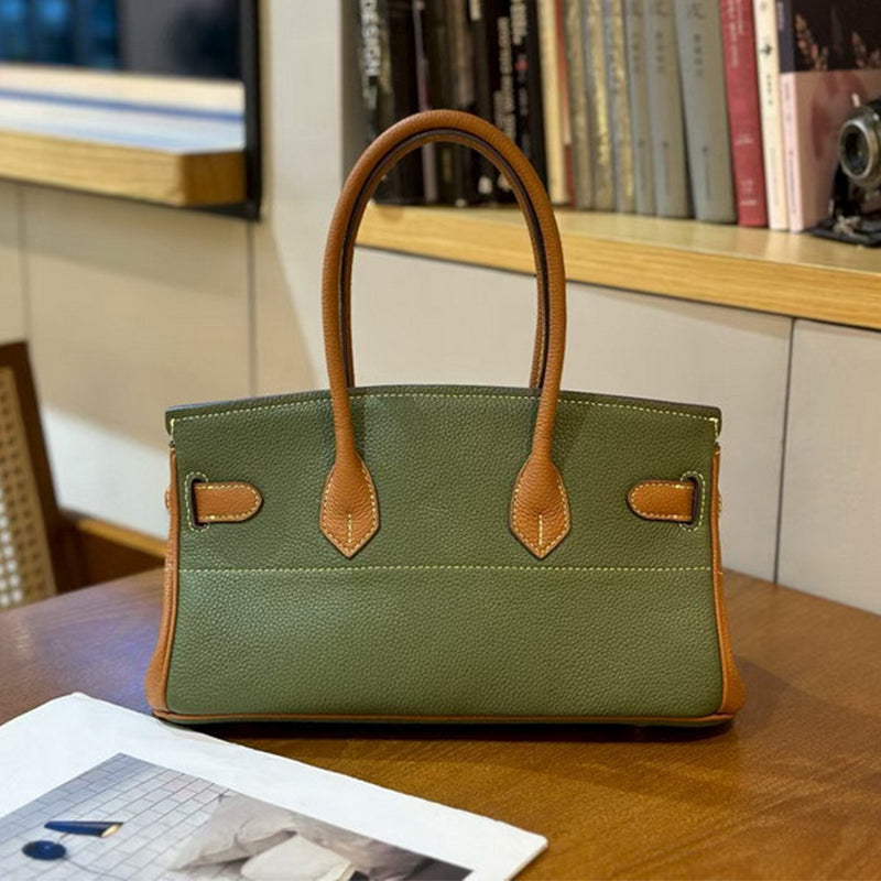 Top Grain Leather Top Handle Bag 30cm - Multiple Colors detail image 16