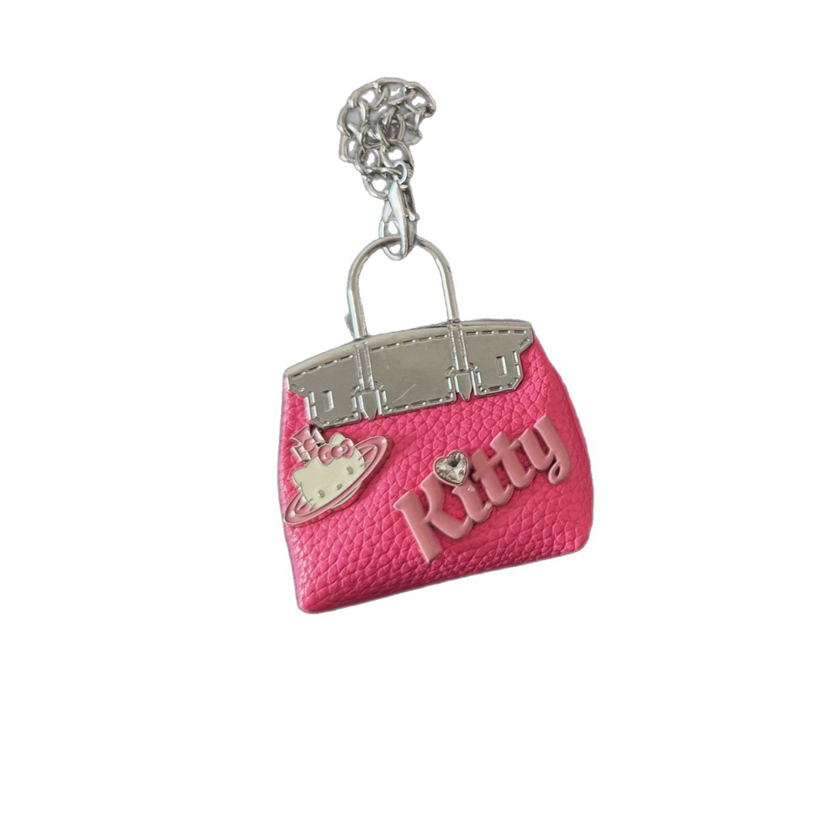 Mini Bag Charm Keychain with Cat Motif – PU Leather, 5.5 x 6.6 cm product image 1