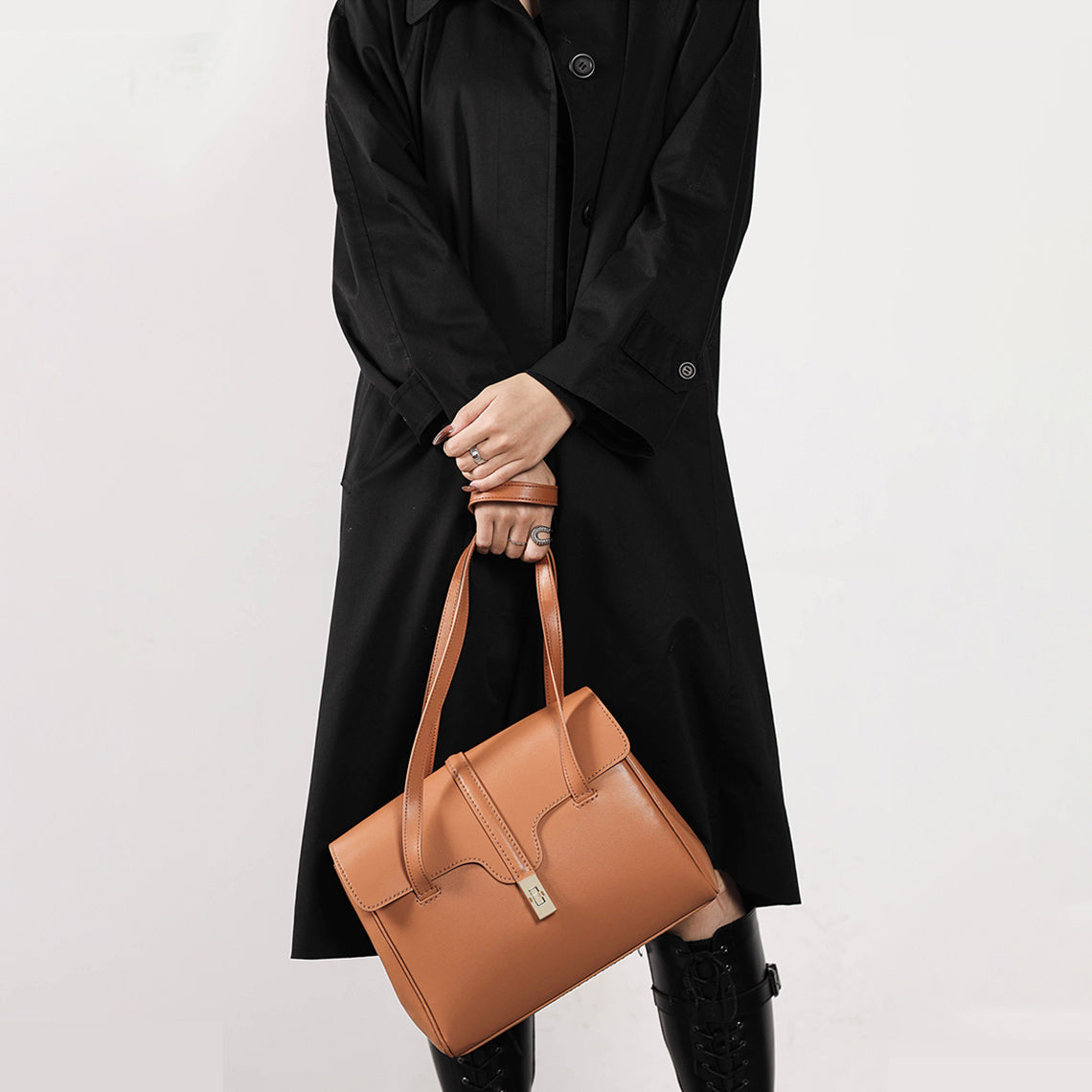 Handsewgift Leather Tote Bag DIY Kit – Brown Large, Brown Medium, Grey Medium detail image 3