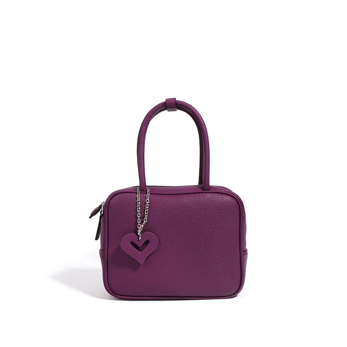 Top Grain Leather Square Bowling Handbag with Adjustable Strap detail image 9