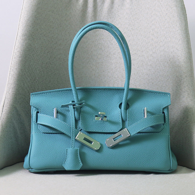 Top Grain Leather Top Handle Bag 30cm - Multiple Colors detail image 13