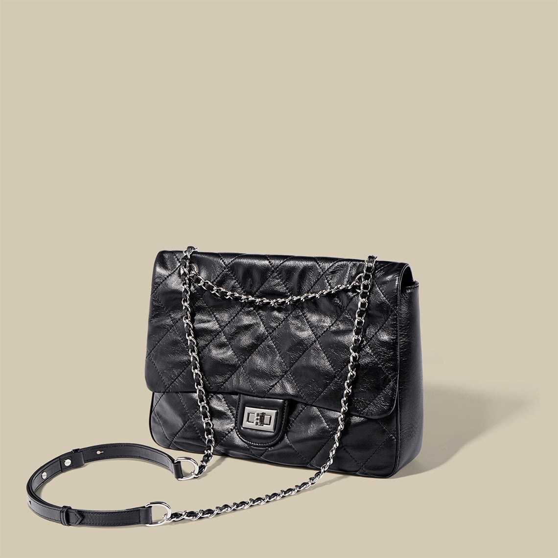 Top Grain Leather Quilted Chain Bag – Small and Large detail image 5