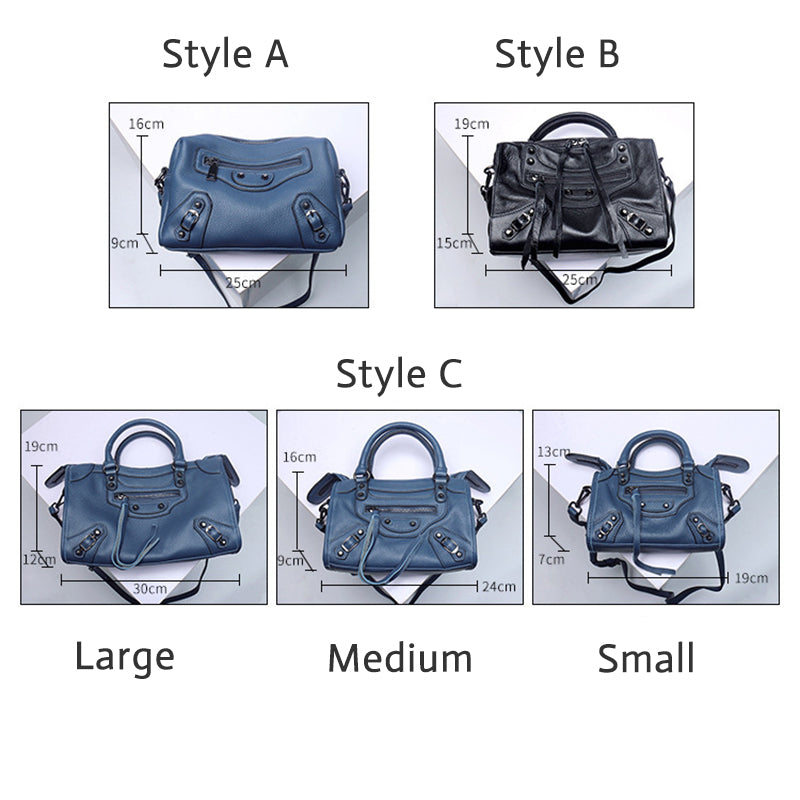 Top Grain Leather City Shoulder Bag with Zipper Closure for Women detail image 8