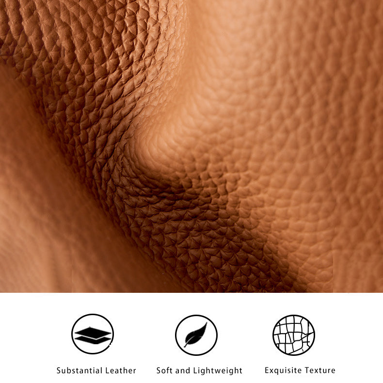 Premium Full Grain Leather Bucket Bag - Minimalist Daily Tote detail image 5