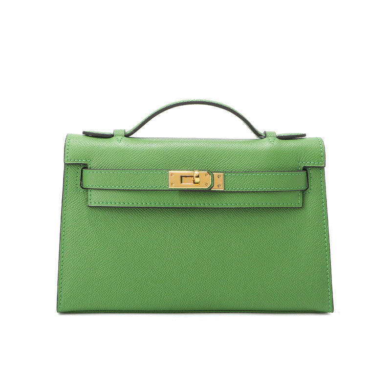 Fine Embossed Grain Leather Pochette Shoulder Bag with Detachable Straps detail image 11