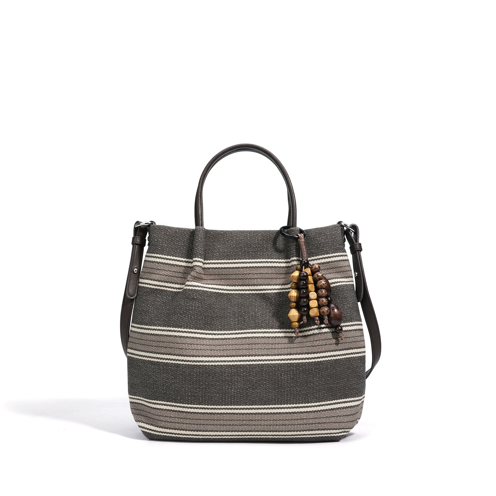 Striped Linen Ethnic Crossbody Bag with Dual Straps detail image 11