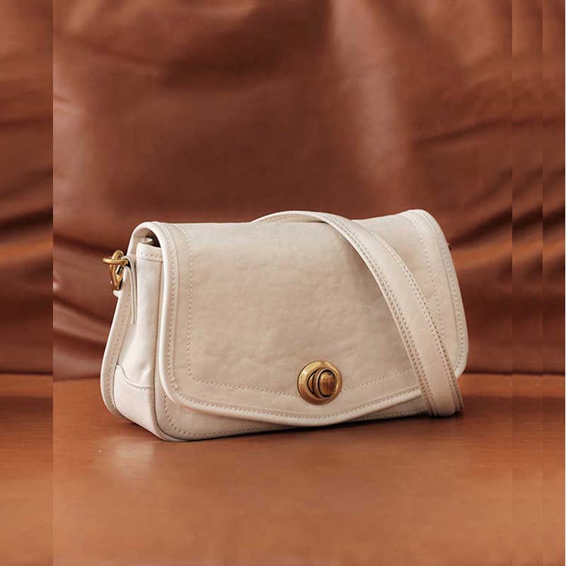 French Underarm Leather Bag Premium Square Handbag – Off-White, Dark Brown, Deep Black detail image 12