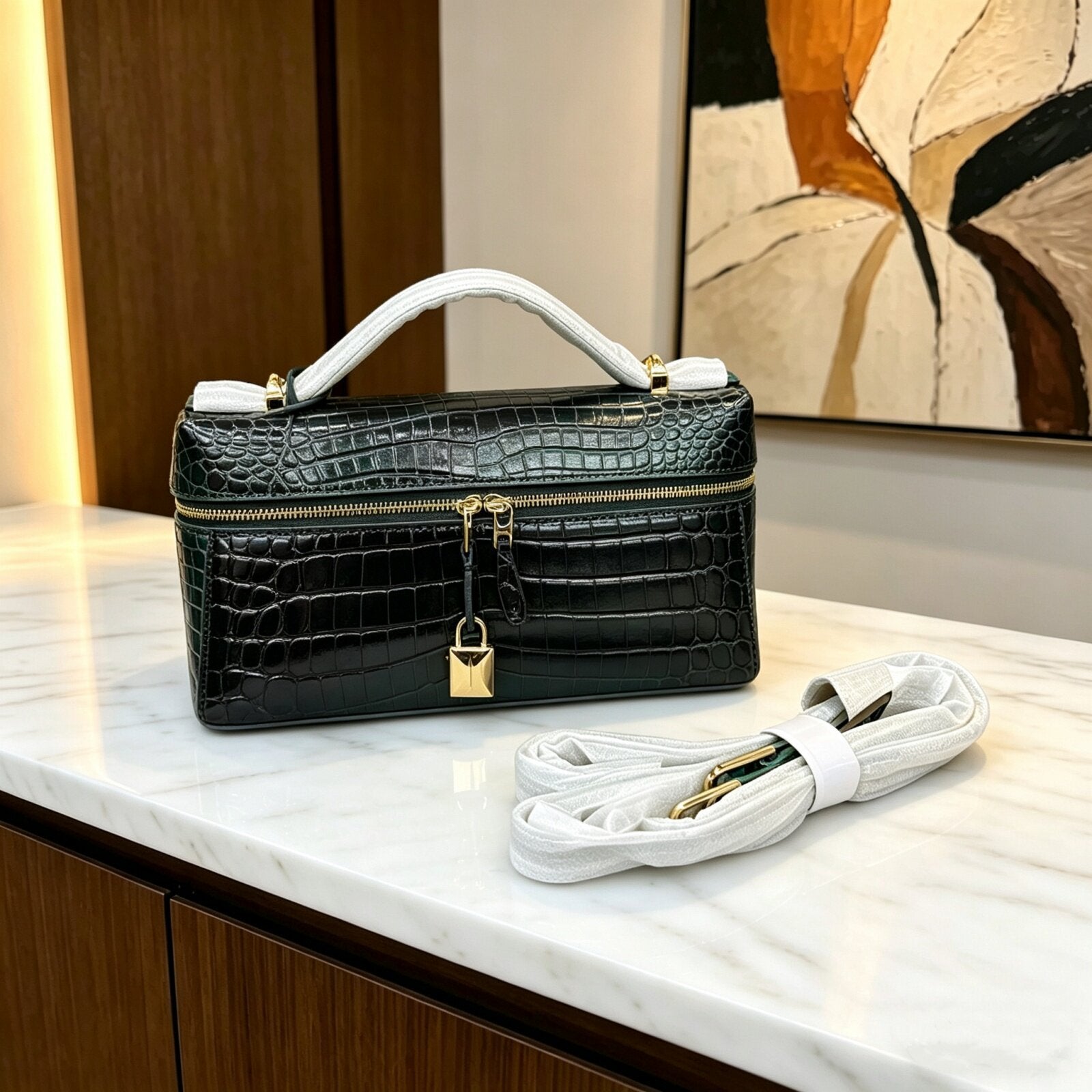 LP23 Extra Handbag in Crocodile Embossed Top Grain Leather detail image 2