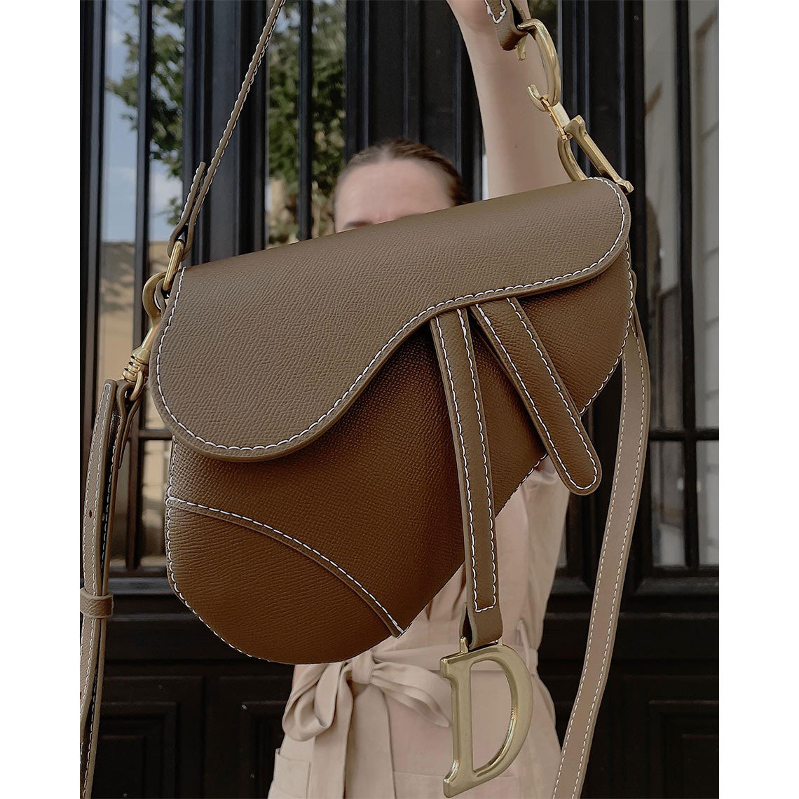 Hand Sewn Leather Crossbody Saddle Bag DIY Kit - Tan, Grey, Black detail image 2