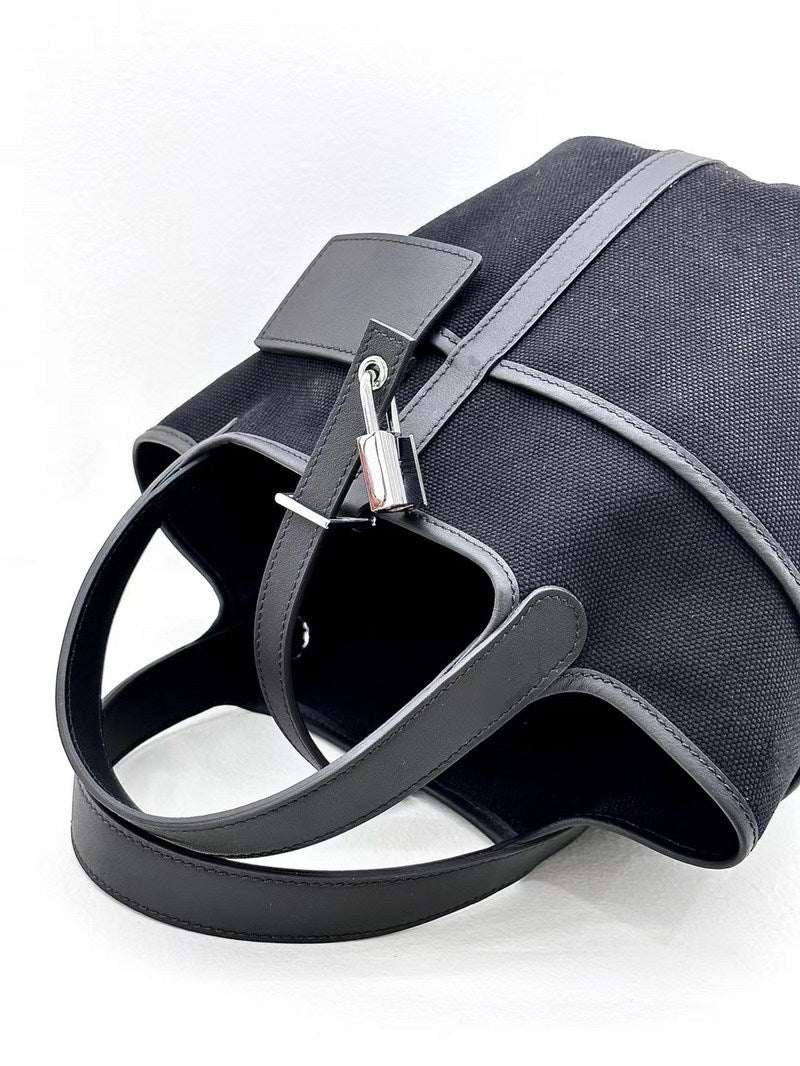 Small Leather & Canvas Handbag with Cargo Pocket detail image 10