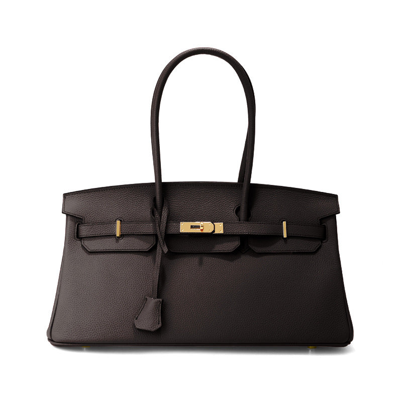 Top Grain Leather Top Handle Bag with Long Shoulder Strap - 40cm detail image 19