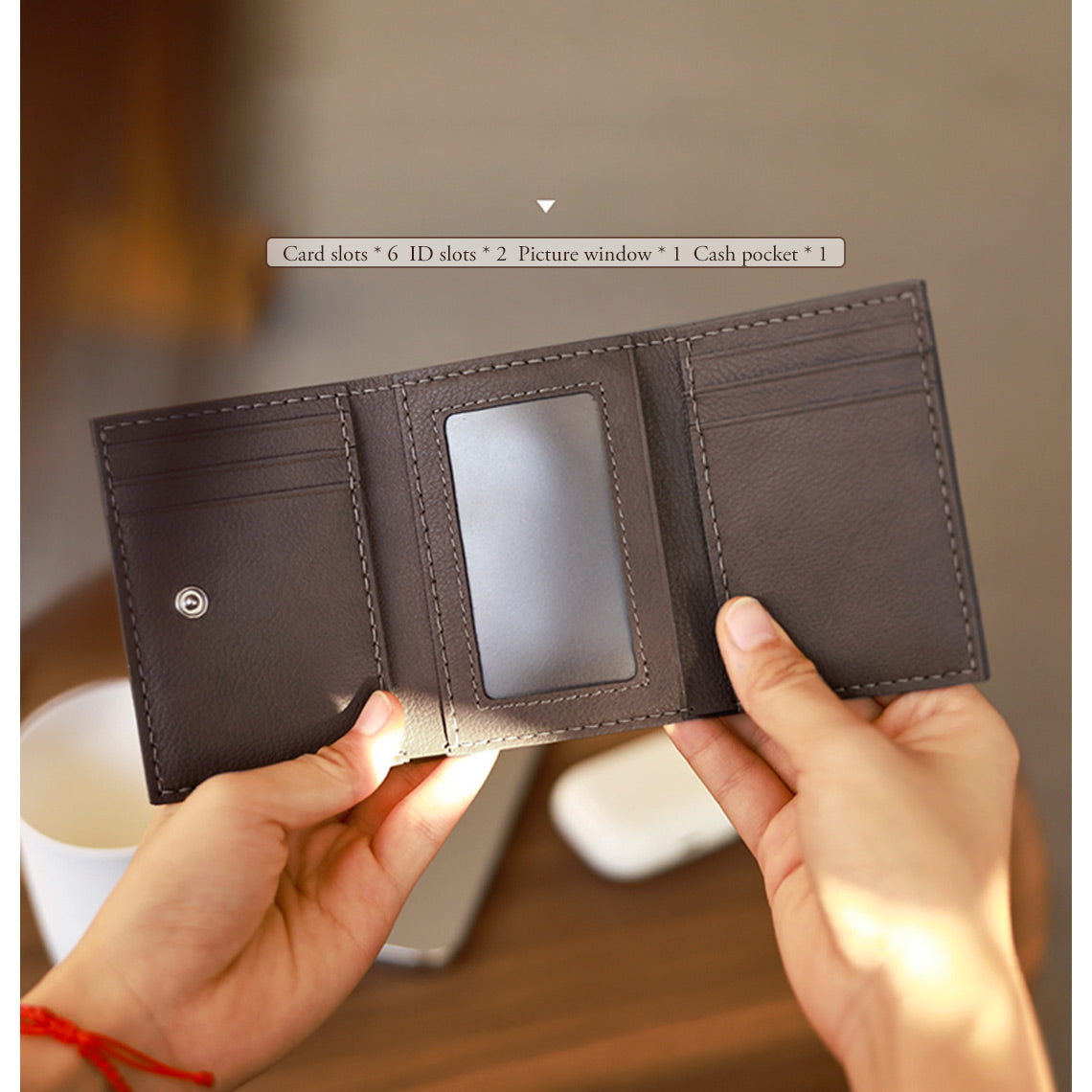 Top Grain Leather Trifold Wallet DIY Kit with Buckle - Hand Sewing Project detail image 4