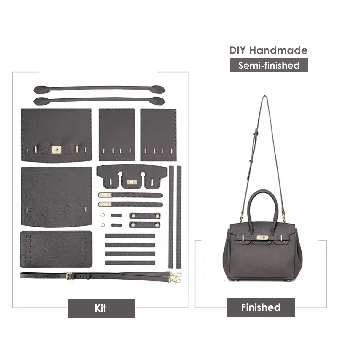 Top Grain Leather Platinum Bag DIY Kit – Medium (25cm) detail image 10
