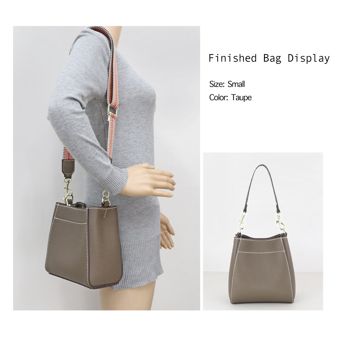 Handsewgift Women's Bucket Bag DIY Leather Craft Kit – Top Grain Leather, Pre-Punched detail image 2