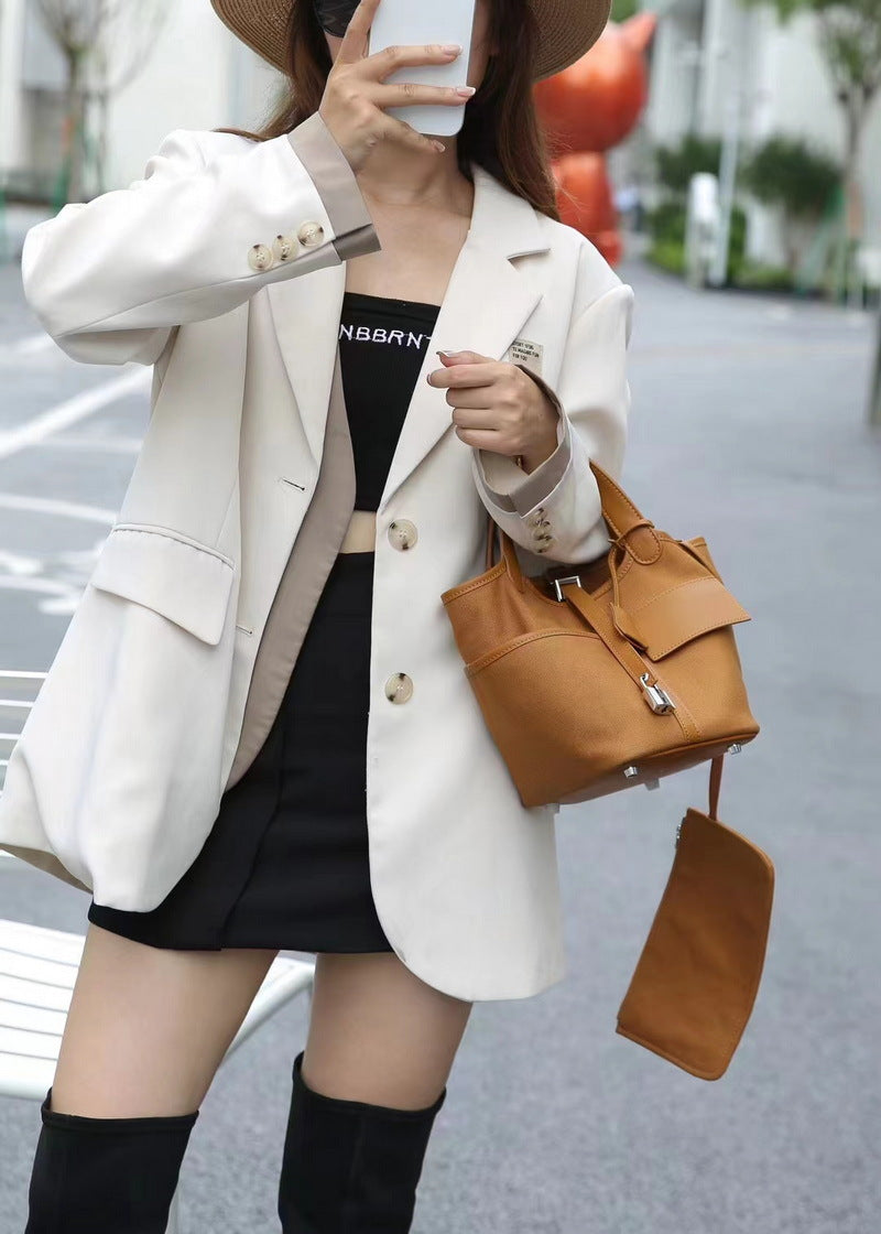 Small Leather & Canvas Handbag with Cargo Pocket detail image 1